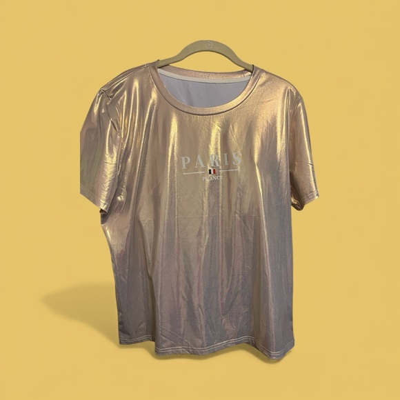 Paris France Metallic Gold T-Shirt - Picture 2 of 2